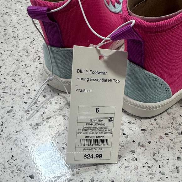 Billy Kids High-Top Sneakers - Fuchsia and Aqua - Picture 2 of 5
